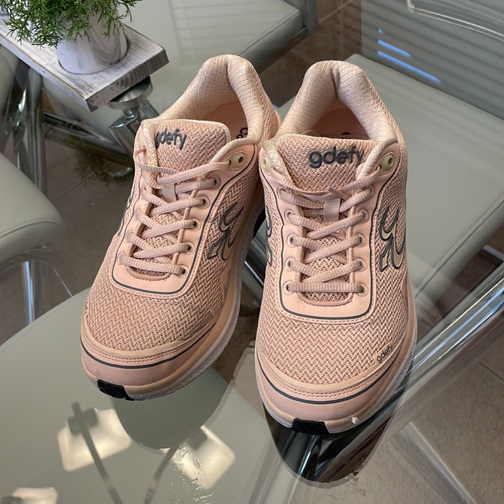 GDefy Women's Athletic Recovery Sneakers in Blush Pink